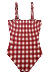 Mix Red Grid One Piece Bikini